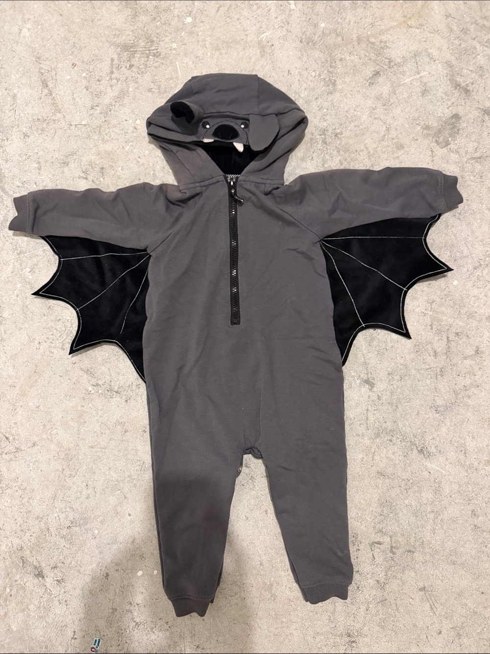 Grey Bat Hooded Kids Costume Romper